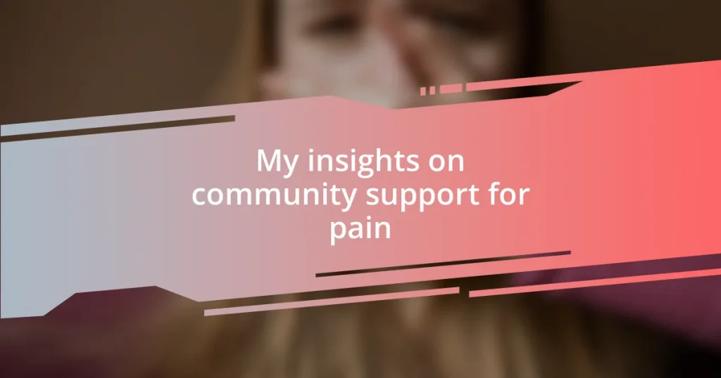 My insights on community support for pain